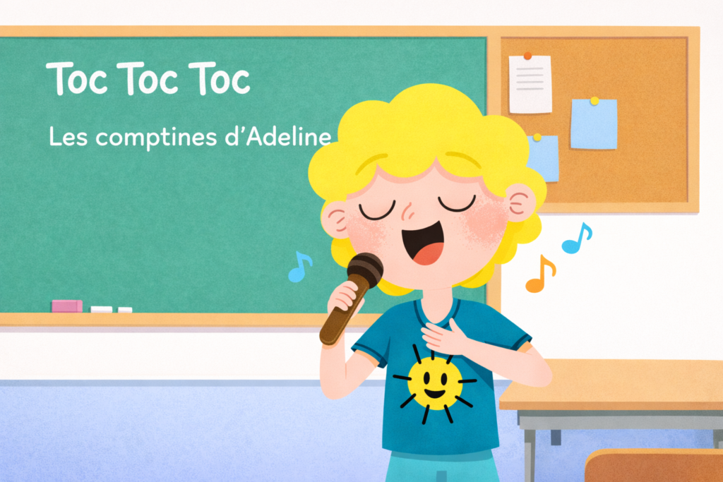 Hari chante en classe la comptine "Toc Toc Toc"